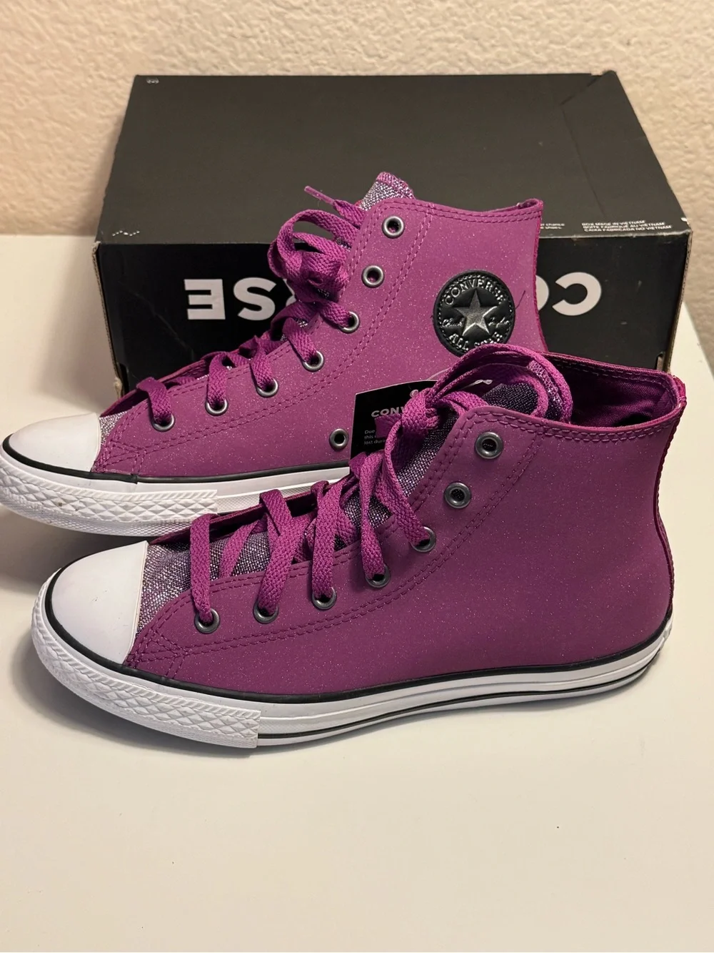 Converse Chuck Taylor All Star High Top Icon Violet Glitter Junior 5 662298C
